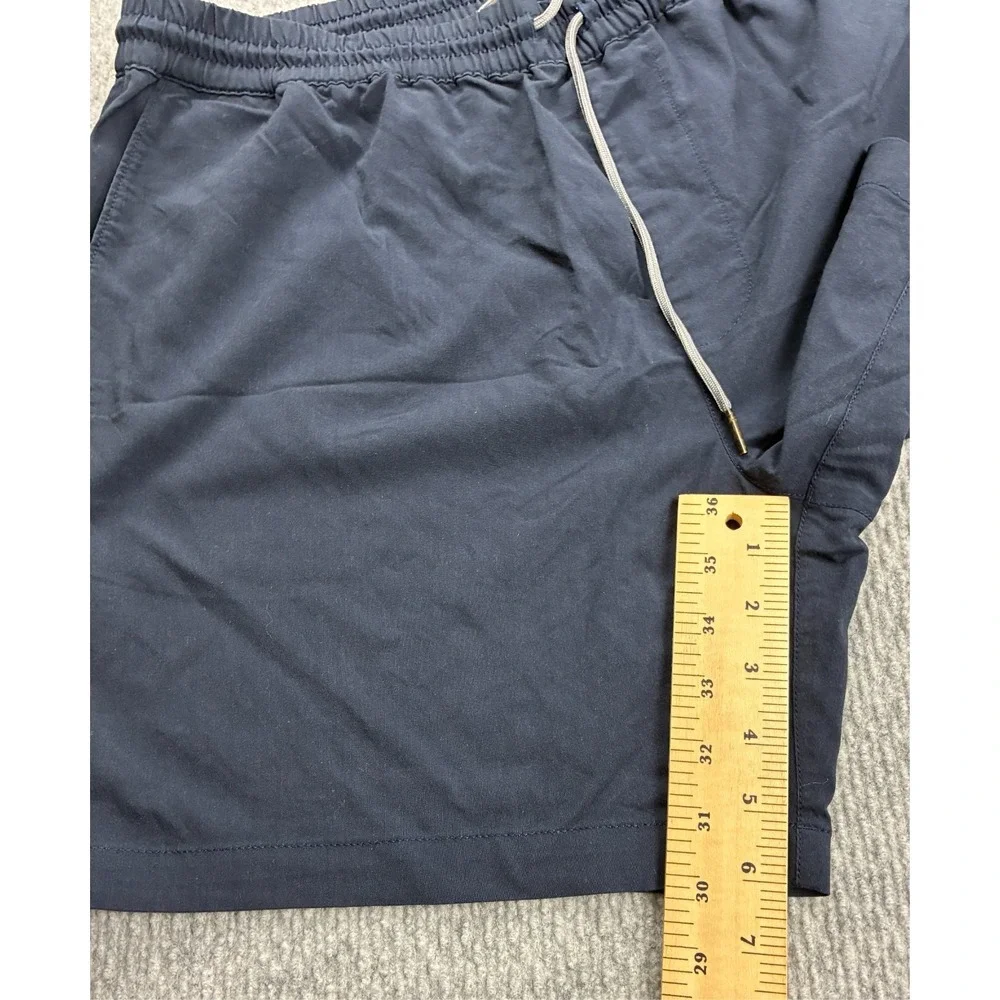 Mens Navy Blue Swim Trunks Size Large Drawstring Elastic Waist 6 Inseam